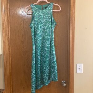Banana Republic Women's Racer-Neck Asymmetrical Print Dress, Green size 6